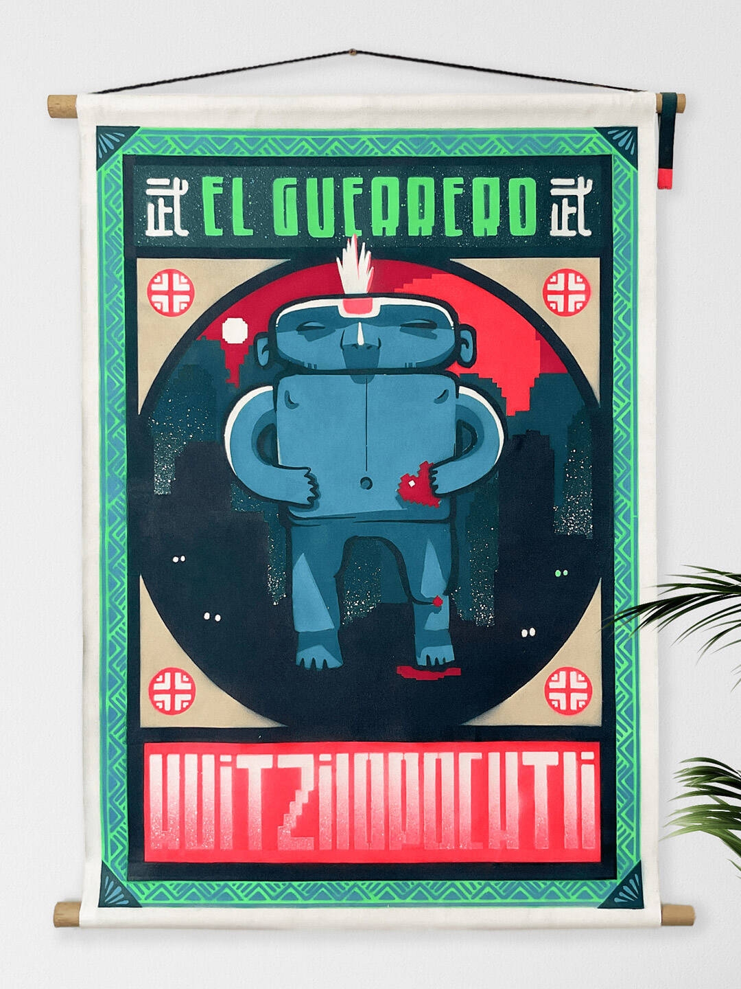 Huitzilopochtli | Canvas & Bamboo Scroll