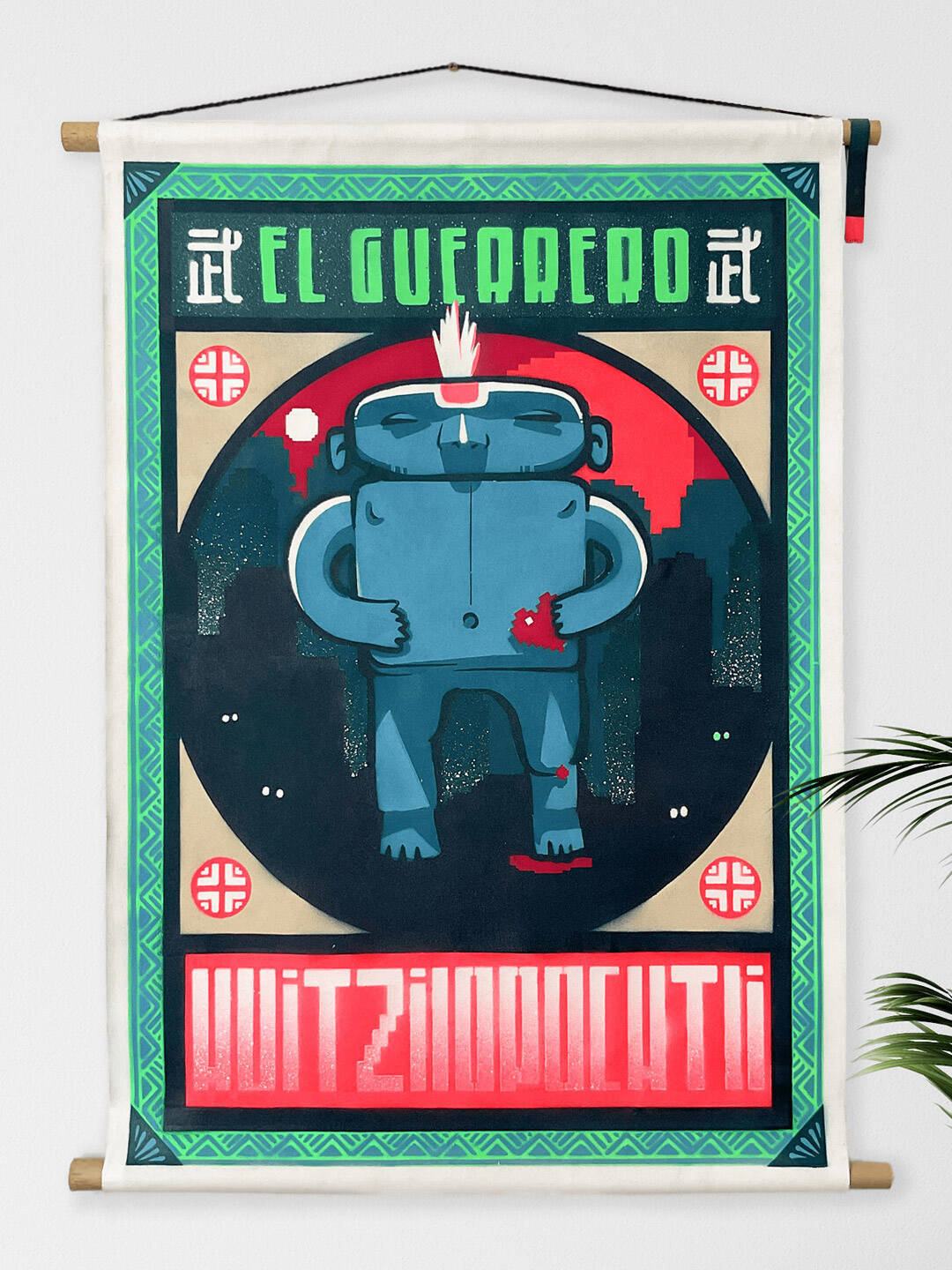 Huitzilopochtli | Canvas & Bamboo Scroll